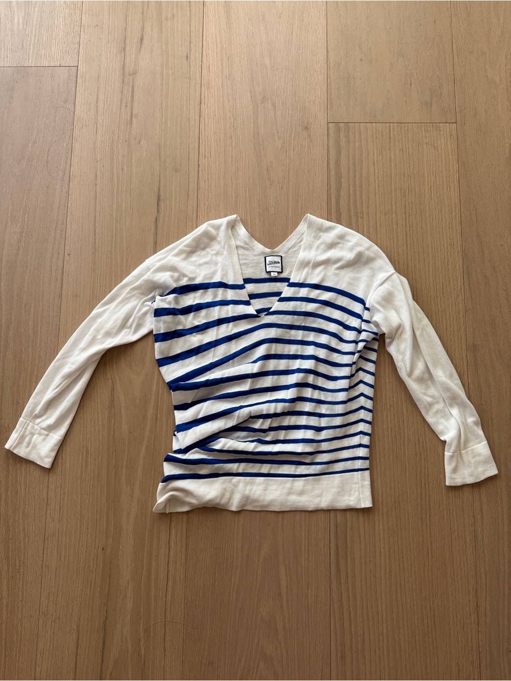 Jean Paul Gaultier vintage asymmetrical V-Neck Long Sleeve Top with Blue Stripes